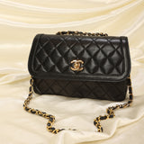 Chanel Lambskin Turnlock Shoulder Bag With Pouch