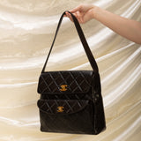 Extremely Rare Chanel Lambskin Double Turnlock Shoulder Bag