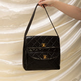 Extremely Rare Chanel Lambskin Double Turnlock Shoulder Bag