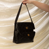 Extremely Rare Chanel Lambskin Double Turnlock Shoulder Bag