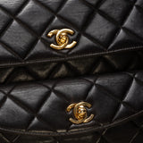 Extremely Rare Chanel Lambskin Double Turnlock Shoulder Bag