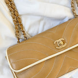 Rare Chanel Lambskin Quilted East West Flap Bag