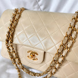 Chanel Beige Lambskin Double Flap Bag