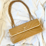 Rare Chanel Lambskin Quilted East West Flap Bag