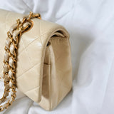 Chanel Beige Lambskin Double Flap Bag