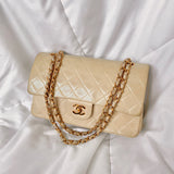 Chanel Beige Lambskin Double Flap Bag