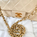 Chanel Beige Lambskin Double Flap Bag
