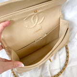Chanel Beige Lambskin Double Flap Bag
