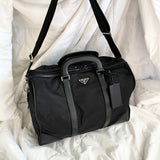 Prada Saffiano Leather and Nylon Duffel Weekender Bag