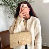 Chanel Beige Lambskin Double Flap Bag