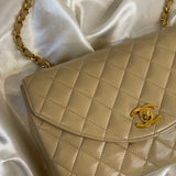 Chanel Lambskin Beige Half Flap